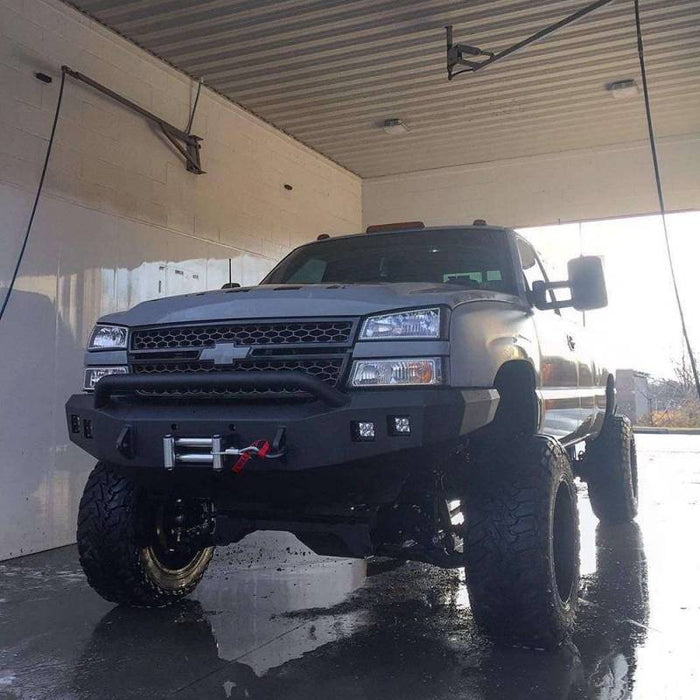 Road Armor 370R4B Stealth Winch Front Bumper w/ Pre-Runner Guard and Square Light Holes for Chevy Silverado 2500HD/3500 2003-2006