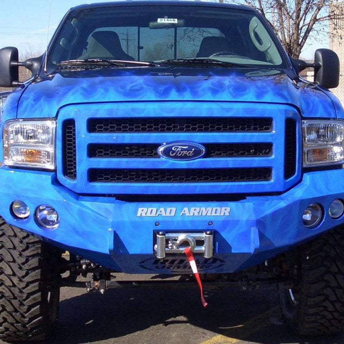 Road Armor 66000B Stealth Winch Front Bumper w/ Round Light Holes for Ford F250/F350/F450/Excursion 1999-2004