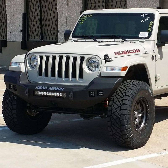 Road Armor 5183F0B Stealth Full Width Winch Front Bumper w/ Square light Holes for Jeep Wrangler JL 2018-2022