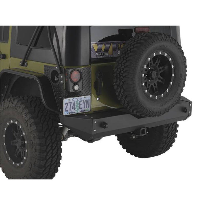 Warrior 593 Rock Crawler Rear Bumper w/ D-Rings Mount for Jeep Wrangler JK 2007-2018 - Black Powder Coat