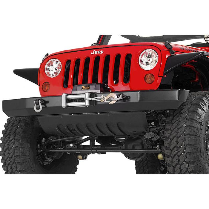 Warrior 596 Winch Rock Crawler Front Bumper w/ D-Rings Mount for Jeep Wrangler JK 2007-2018 - Black Powder Coat