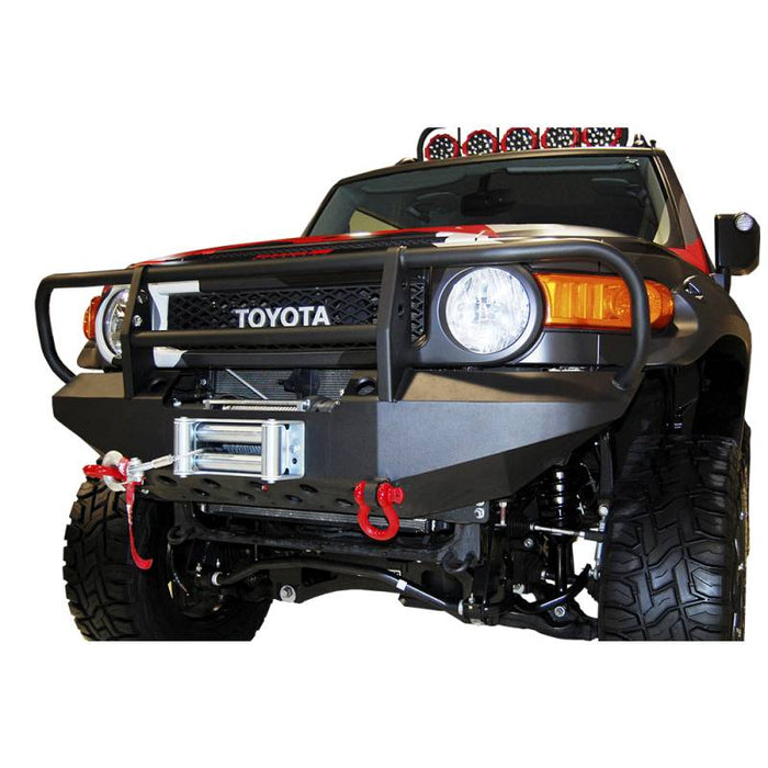 Warrior 3530 Winch Front Bumper w/ Brush Guard and D-Rings Mount for Toyota FJ Cruiser 2007-2014 - Black Powder Coat