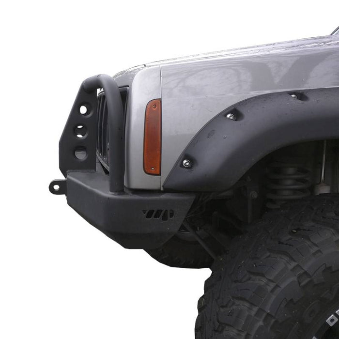 Warrior 56061 Contour Front Bumper w/ Brush Guard and D-Rings Mount for Jeep Cherokee XJ 1984-2001 - Black Powder Coat