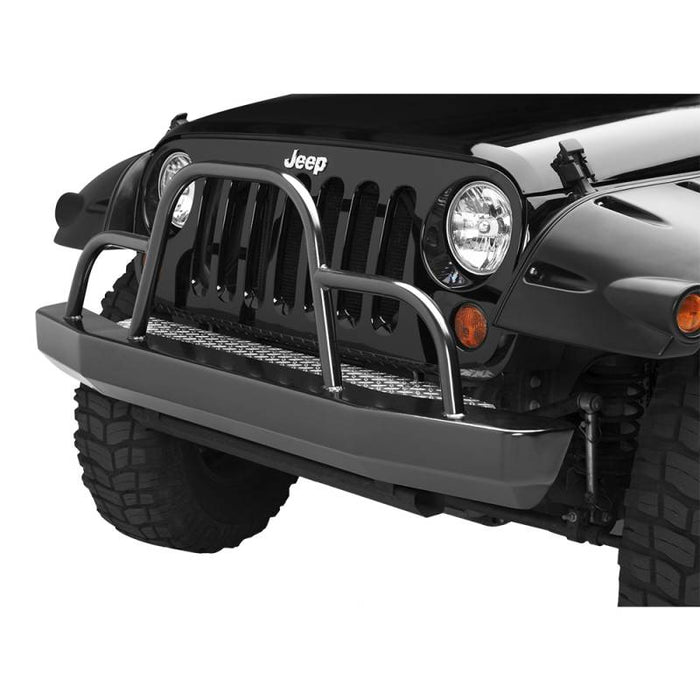 Warrior 59050 Rock Crawler Front Bumper w/ Brush Guard for Jeep Wrangler JK 2007-2018 - Black Powder Coat