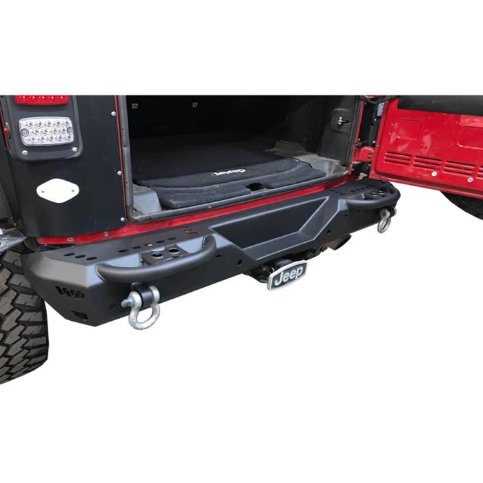 Warrior 6595 MOD Rear Bumper w/ Steps for Jeep Wrangler JK 2007-2018 - Black Powder Coat