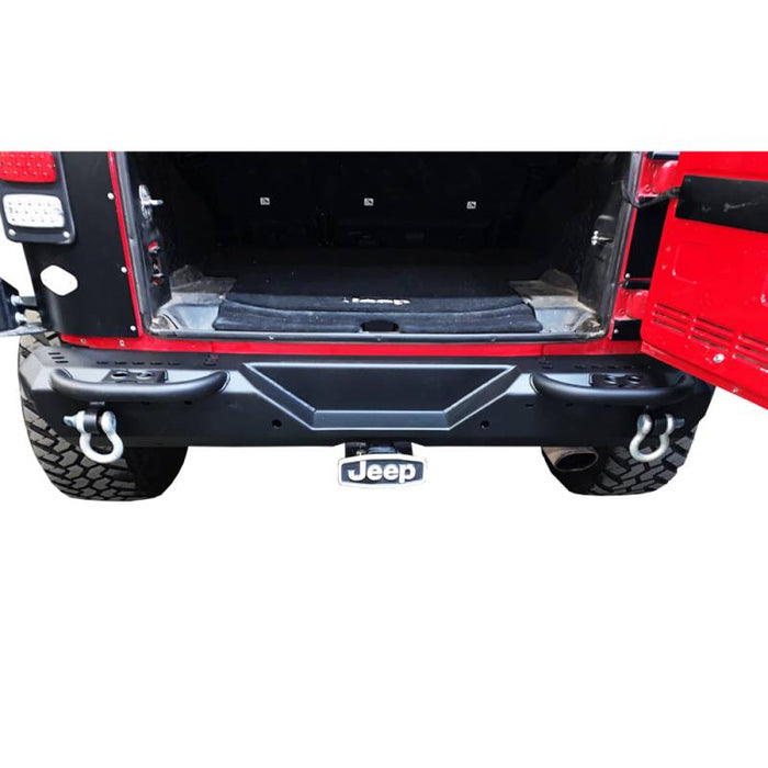 Warrior 6595 MOD Rear Bumper w/ Steps for Jeep Wrangler JK 2007-2018 - Black Powder Coat