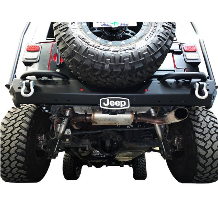 Warrior 6595 MOD Rear Bumper w/ Steps for Jeep Wrangler JK 2007-2018 - Black Powder Coat