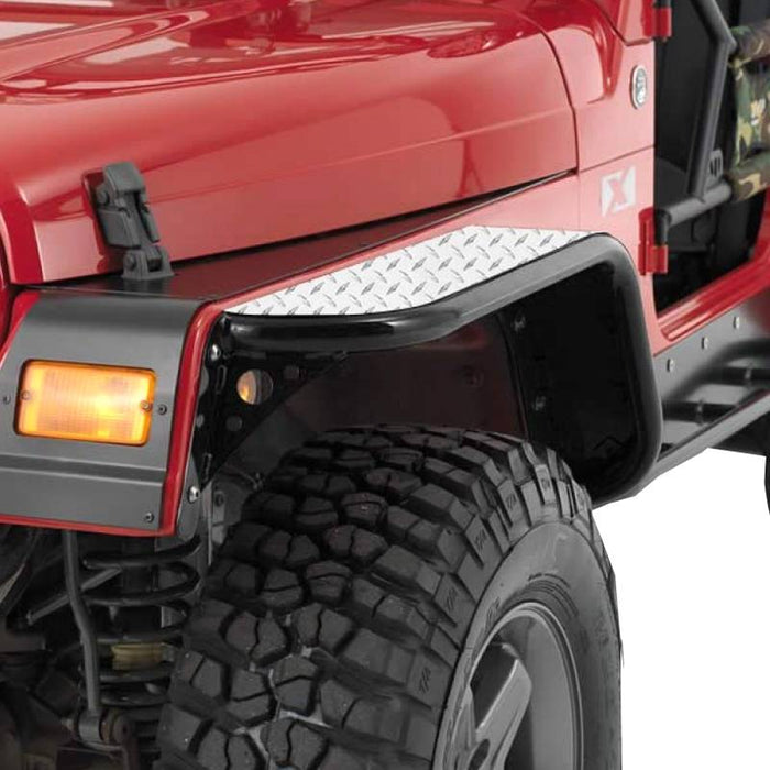 Warrior 7301 4" Front Tube Fender Flares for Jeep Wrangler TJ/LJ 1997-2006 - Polished Aluminum