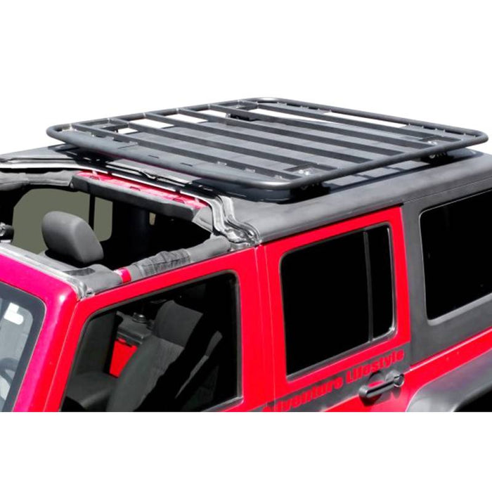 Warrior 10902 Hard Top Platform Rack Kit w/ 2" Tall Mount for 1987-2018 Jeep Wrangler YJ/TJ/LJ/JK - Black Powder Coat