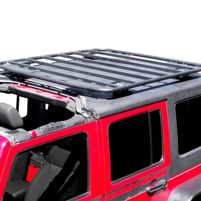 Warrior 10904 Hard Top Platform Rack Kit w/ 4" Tall Mount for Jeep Wrangler YJ/TJ/LJ/JK 1987-2018 - Black Powder Coat