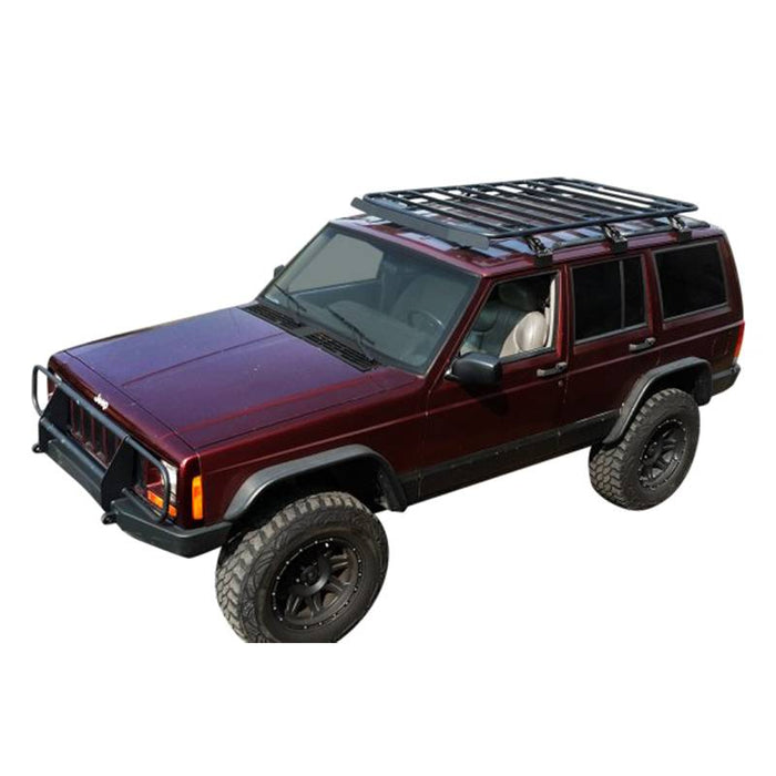 Warrior 10935 Platform Roof Rack w/ Rain Gutter Mount for Jeep Cherokee XJ 1984-2001 - Black Powder Coat