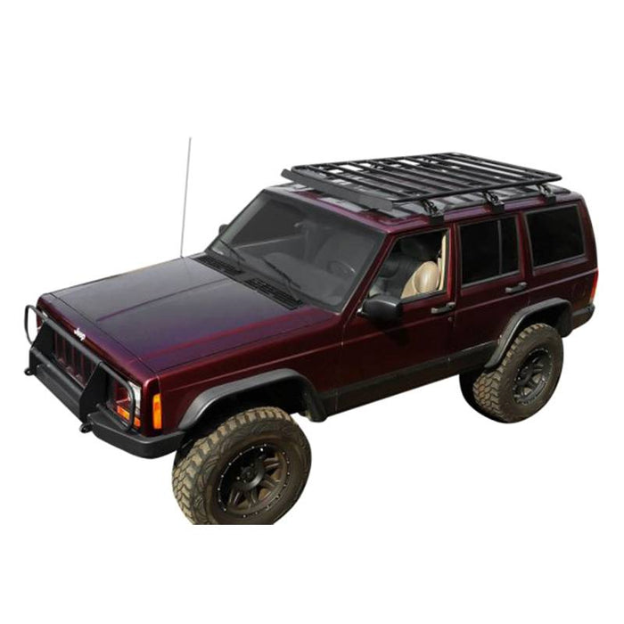 Warrior 10935 Platform Roof Rack w/ Rain Gutter Mount for Jeep Cherokee XJ 1984-2001 - Black Powder Coat