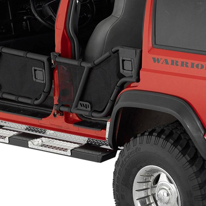 Warrior 90784 Rear Adventure Tube Doors for Jeep Cherokee XJ 1984-1996 - Black Powder Coat