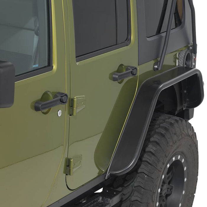 Warrior S7312 4.5" Rear Tube Fender Flares for Jeep Wrangler JK 2007-2018 - Black Powder Coat