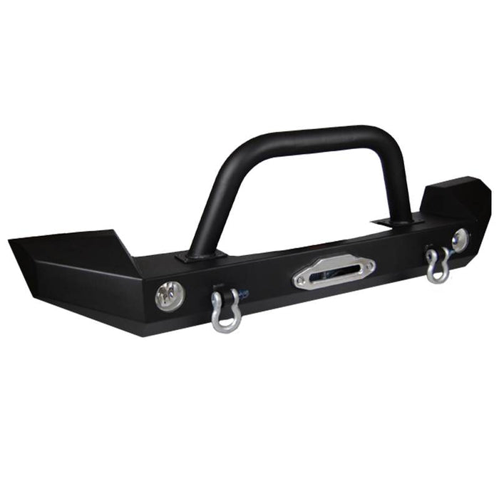 Warrior 59930 Winch Full Width Front Bumper w/ Brush Guard for Jeep Wrangler JK 2007-2018 - Black Powder Coat