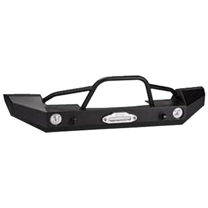 Warrior 59950 Winch Full Width Front Bumper w/ Pre-Runner Brush Guard for Jeep Wrangler JK 2007-2018 - Black Powder Coat