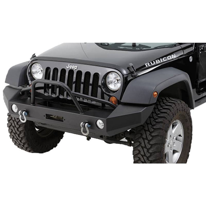 Warrior 59950 Winch Full Width Front Bumper w/ Pre-Runner Brush Guard for Jeep Wrangler JK 2007-2018 - Black Powder Coat