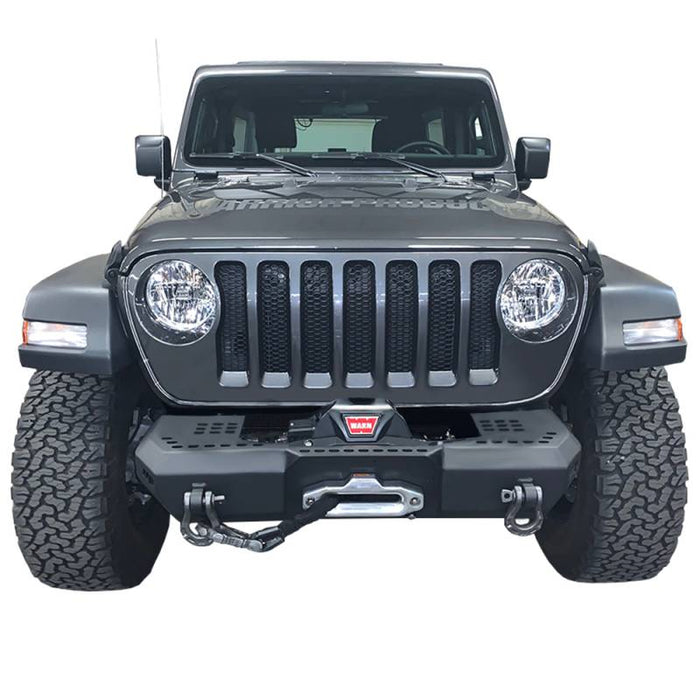 Warrior 6527 Winch MOD Series Stubby Front Bumper for Jeep Wrangler JL/Gladiator JT 2018-2022 - Black Powder Coat