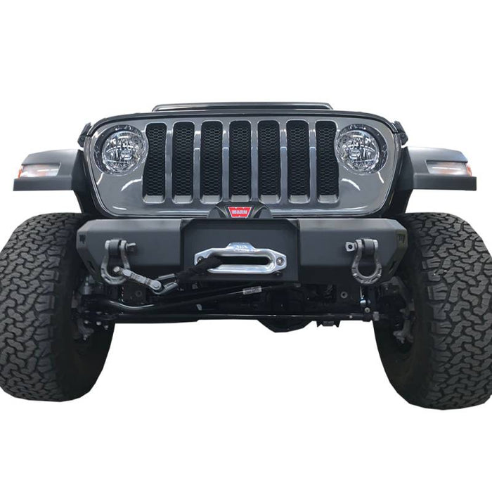 Warrior 6527 Winch MOD Series Stubby Front Bumper for Jeep Wrangler JL/Gladiator JT 2018-2022 - Black Powder Coat