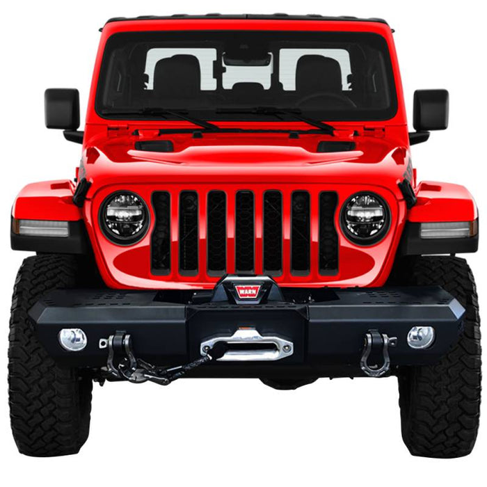 Warrior 6528 Winch MOD Series Mid Width Front Bumper for Jeep Wrangler JL/Gladiator JT 2018-2022 - Black Powder Coat