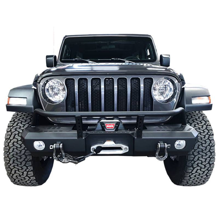 Warrior 6538 Winch MOD Series Mid Width Front Bumper w/ Brush Guard for Jeep Wrangler JL/Gladiator JT 2018-2022 - Black Powder Coat