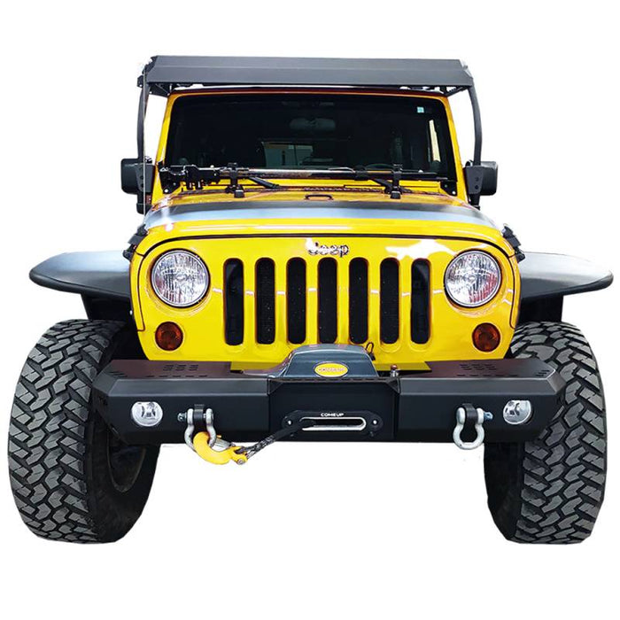 Warrior 6568 Winch MOD Series Mid Width Front Bumper for Jeep Wrangler JK 2007-2018 - Black Powder Coat