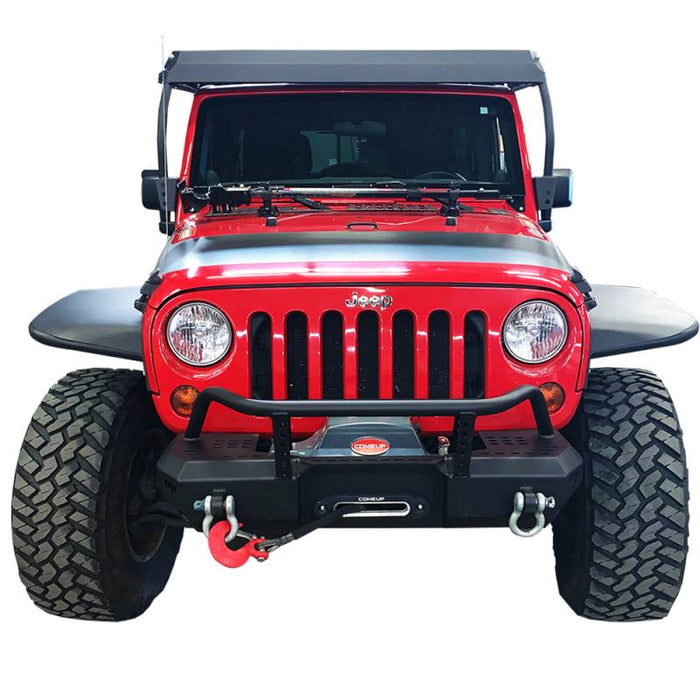 Warrior 6577 Winch MOD Series Stubby Front Bumper w/ Brush Guard for Jeep Wrangler JK 2007-2018 - Black Powder Coat