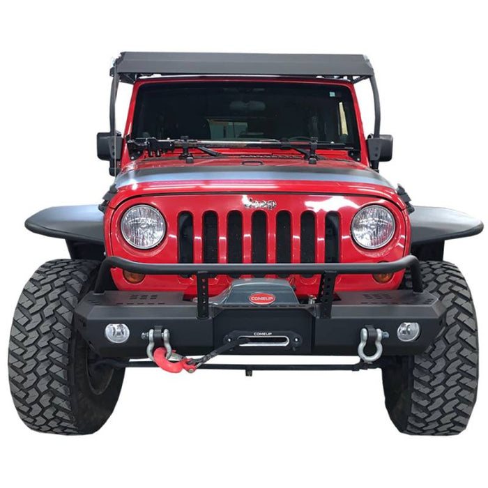 Warrior 6578 Winch MOD Series Mid Width Front Bumper w/ Brush Guard for Jeep Wrangler JK 2007-2018 - Black Powder Coat