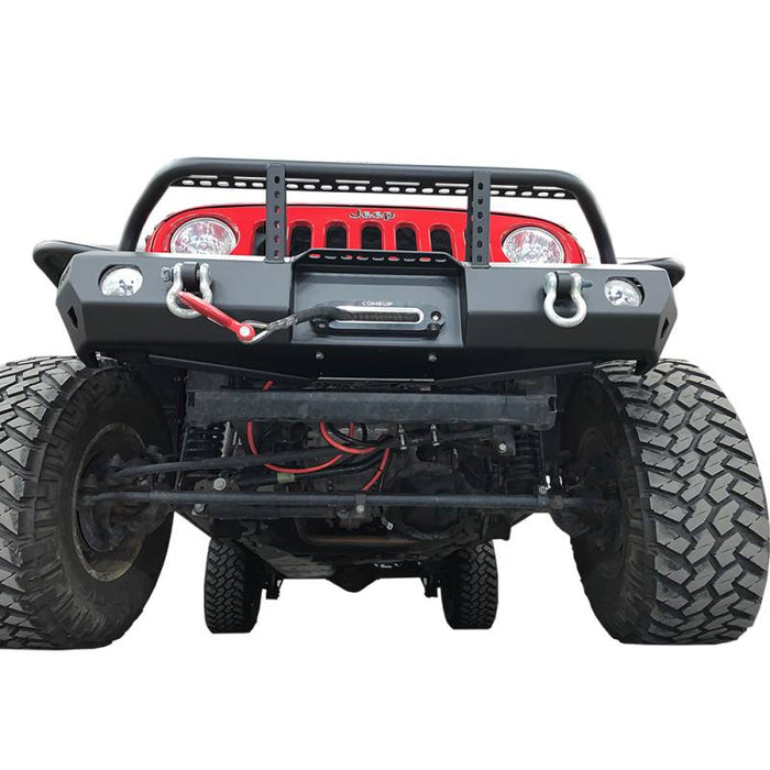 Warrior 6578 Winch MOD Series Mid Width Front Bumper w/ Brush Guard for Jeep Wrangler JK 2007-2018 - Black Powder Coat