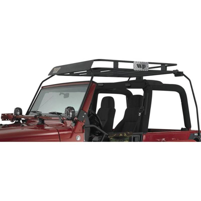 Warrior 856 Safari Roof Rack Basket for Jeep CJ7/Wrangler YJ 1976-1996 - Black Powder Coat