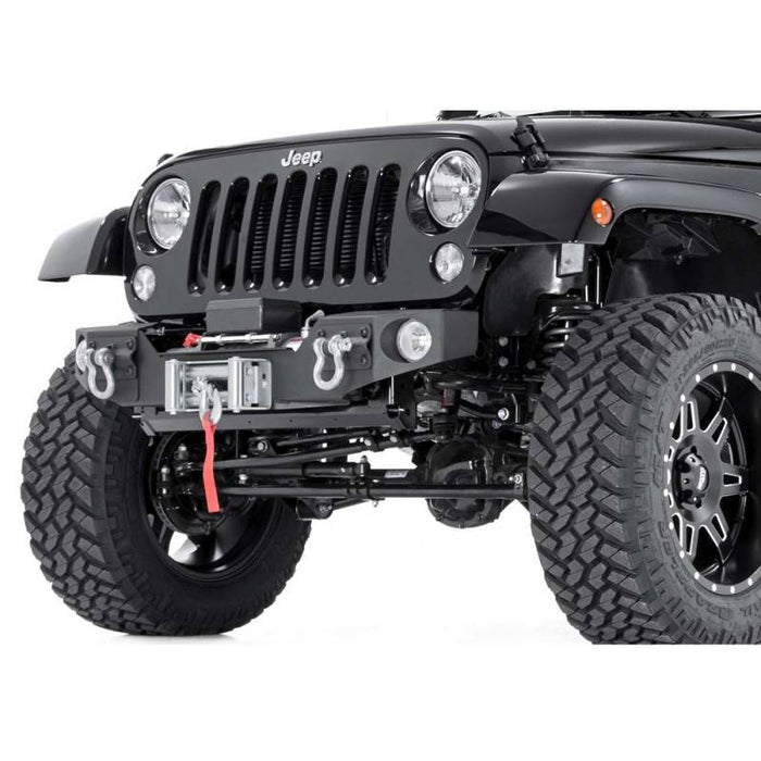 Rough Country 1062 Hybrid Stubby Winch Front Bumper w/ Fog Light Mounts for Jeep Wrangler JK 2007-2018