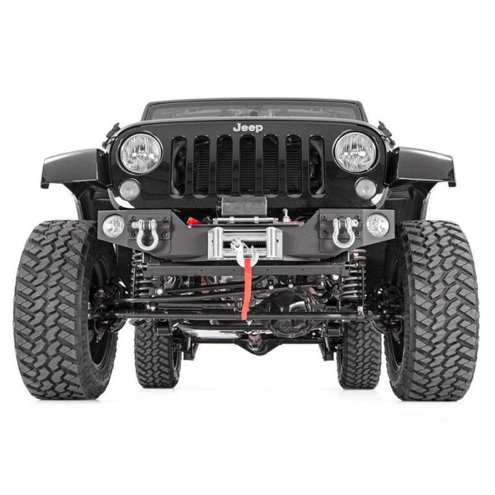 Rough Country 1062 Hybrid Stubby Winch Front Bumper w/ Fog Light Mounts for Jeep Wrangler JK 2007-2018