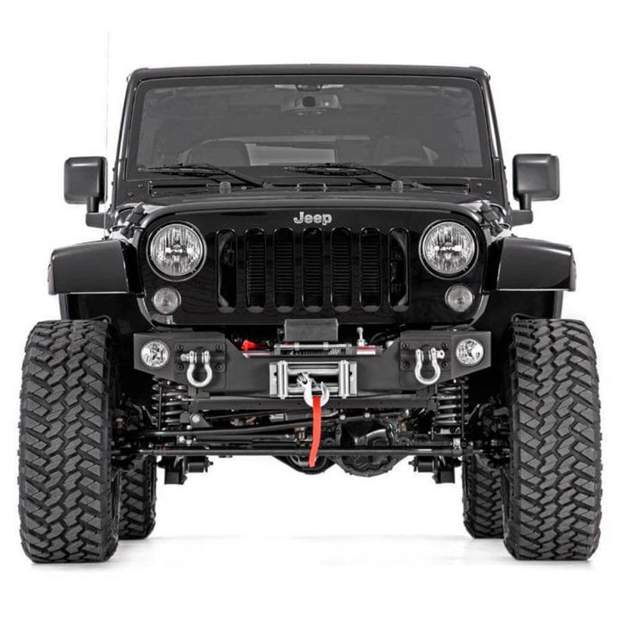 Rough Country 1062 Hybrid Stubby Winch Front Bumper w/ Fog Light Mounts for Jeep Wrangler JK 2007-2018