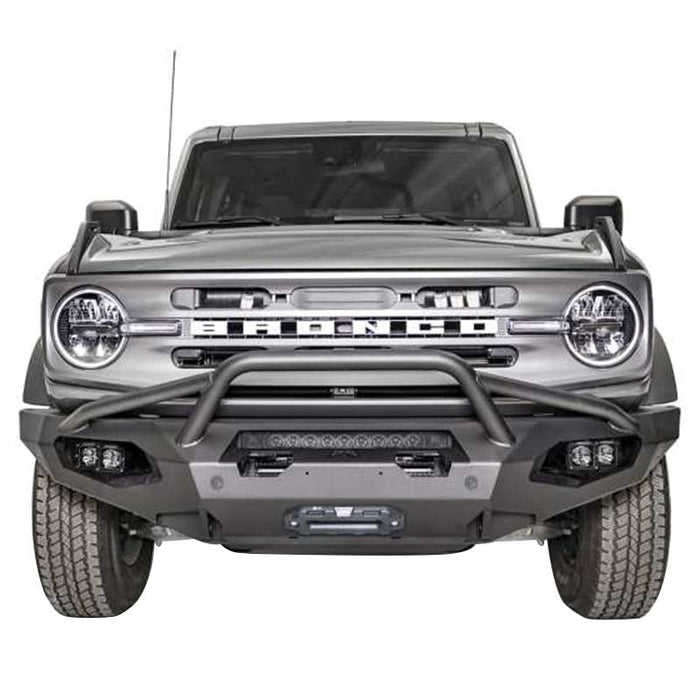 Fab Fours FB21-X5252-B Matrix Front Bumper w/ Sensor Holes and Pre-Runner Guard for Ford Bronco 2021-2022 - Bare Steel