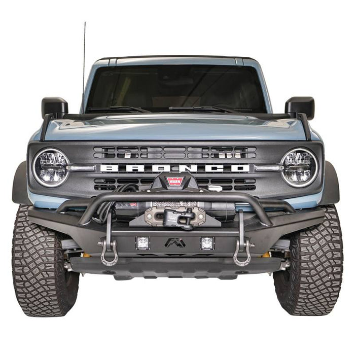 Fab Fours FB21-B5252-B Stubby Front Winch Bumper w/ Pre-Runner Guard for Ford Bronco 2021-2022 -Bare Steel