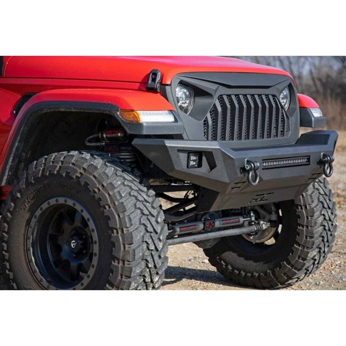 Rough Country 10635 Black Series Front Bumper w/ Skid Plate for Jeep Wrangler JK/JL/Gladiator JT 2007-2022