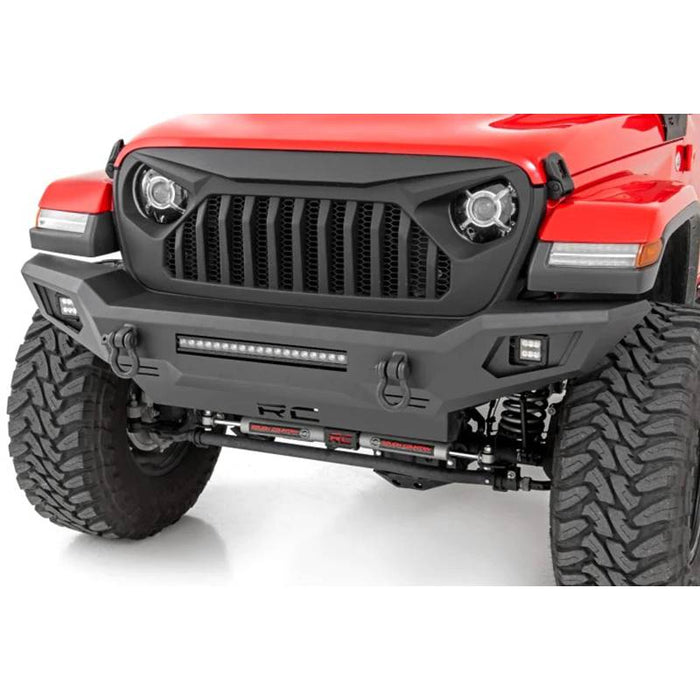 Rough Country 10635 Black Series Front Bumper w/ Skid Plate for Jeep Wrangler JK/JL/Gladiator JT 2007-2022