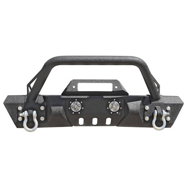 DV8 Offroad FBSHTB-07 Mid Length Winch Front Bumper w/ LED Light Holes for Jeep Wrangler JK/JL 2007-2022