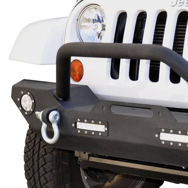 DV8 Offroad FBSHTB-07 Mid Length Winch Front Bumper w/ LED Light Holes for Jeep Wrangler JK/JL 2007-2022