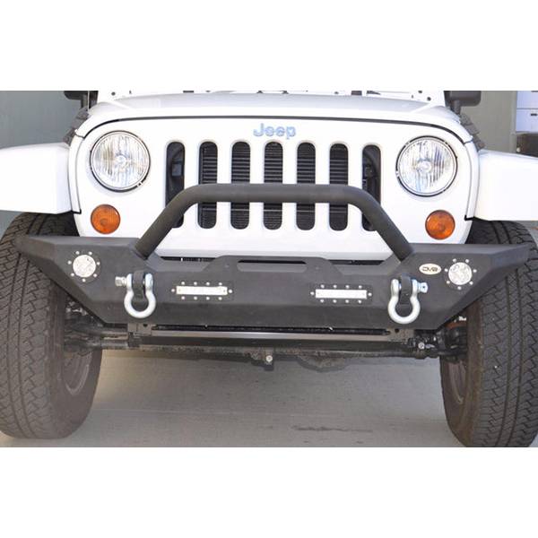 DV8 Offroad FBSHTB-07 Mid Length Winch Front Bumper w/ LED Light Holes for Jeep Wrangler JK/JL 2007-2022