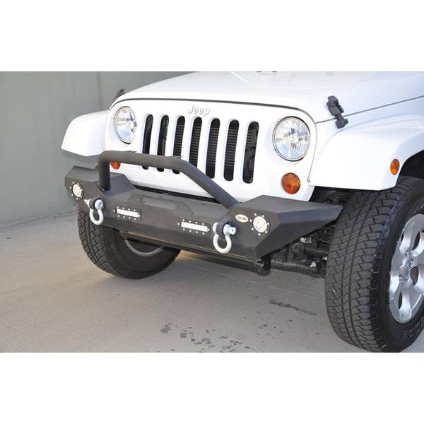 DV8 Offroad FBSHTB-07 Mid Length Winch Front Bumper w/ LED Light Holes for Jeep Wrangler JK/JL 2007-2022