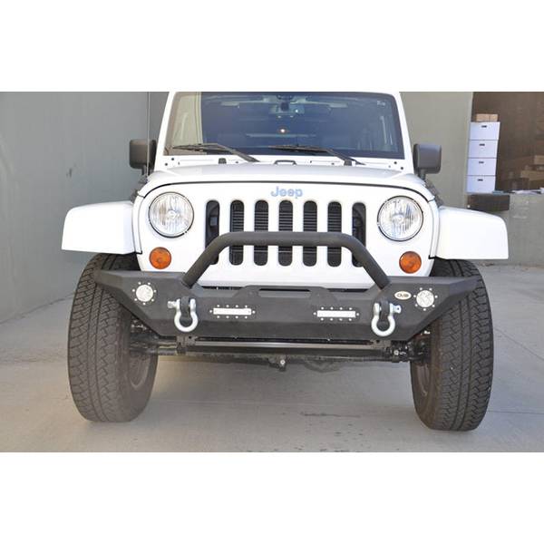 DV8 Offroad FBSHTB-07 Mid Length Winch Front Bumper w/ LED Light Holes for Jeep Wrangler JK/JL 2007-2022