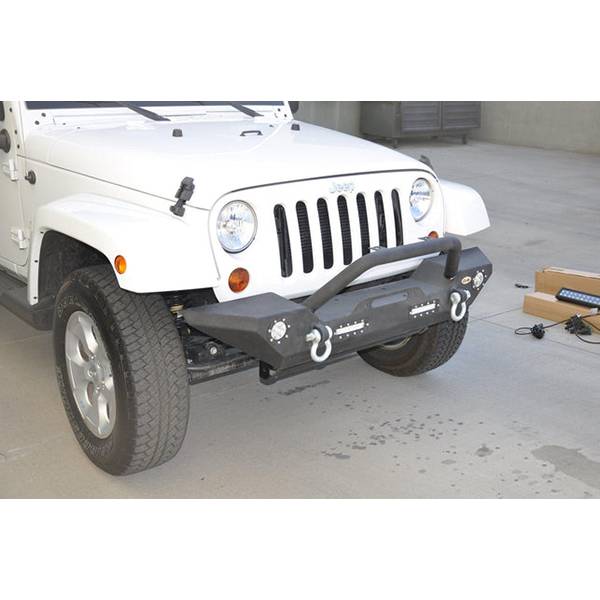 DV8 Offroad FBSHTB-07 Mid Length Winch Front Bumper w/ LED Light Holes for Jeep Wrangler JK/JL 2007-2022