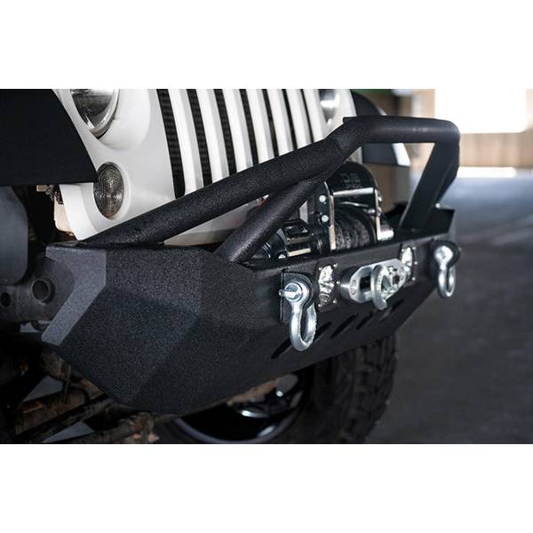 DV8 Offroad FBSHTB-08 Mid Length Winch Front Bumper w/ LED Light Holes for Jeep Wrangler JK/JL 2007-2022