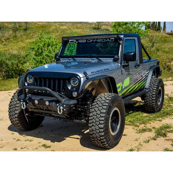 DV8 Offroad FBSHTB-11 Mid Length Winch Front Bumper w/ LED Light Holes for Jeep Wrangler JK 2007-2018