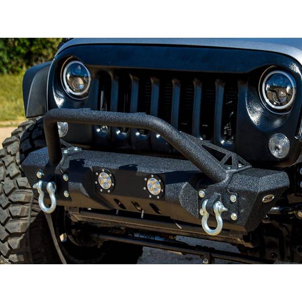 DV8 Offroad FBSHTB-11 Mid Length Winch Front Bumper w/ LED Light Holes for Jeep Wrangler JK 2007-2018