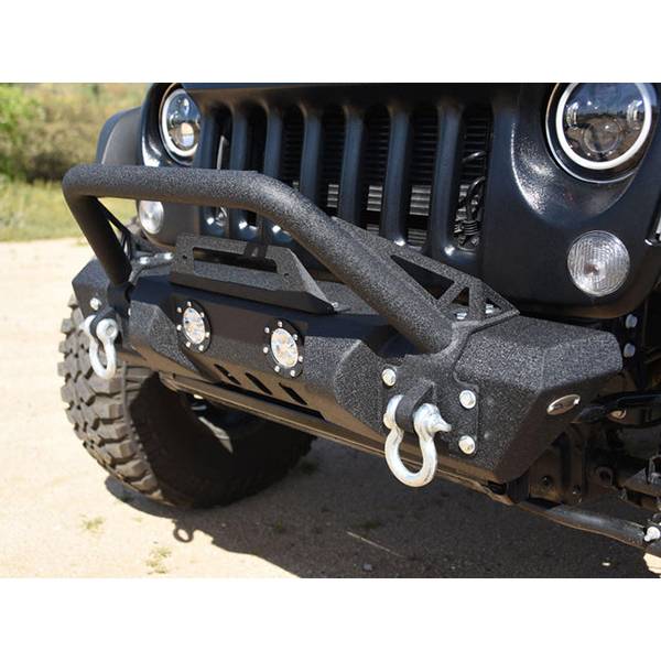 DV8 Offroad FBSHTB-11 Mid Length Winch Front Bumper w/ LED Light Holes for Jeep Wrangler JK 2007-2018
