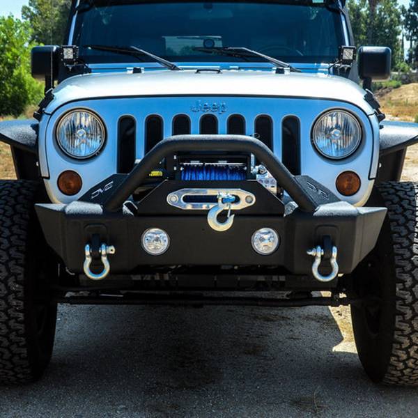 DV8 Offroad FBSHTB-13 Winch Front Bumper w/ Fog Light Holes for Jeep Wrangler JK/JL 2007-2022