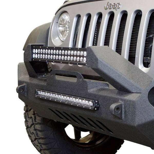 DV8 Offroad FBSHTB-17 Mid Length Winch Front Bumper w/ Fog Lights Holes for Jeep Wrangler JK 2007-2018