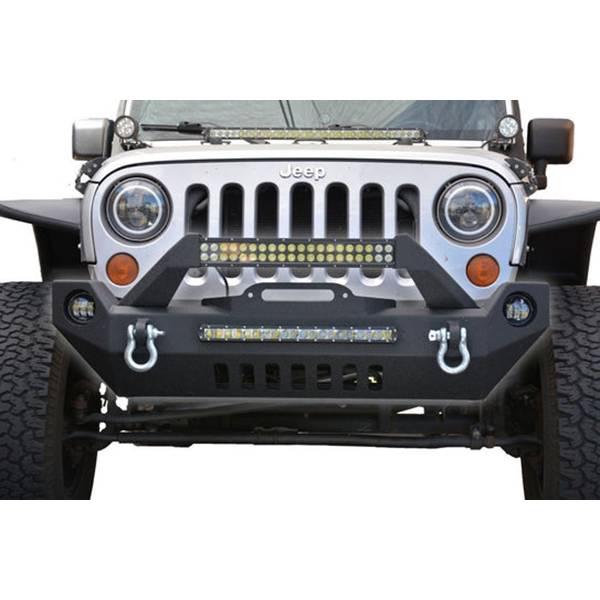 DV8 Offroad FBSHTB-17 Mid Length Winch Front Bumper w/ Fog Lights Holes for Jeep Wrangler JK 2007-2018